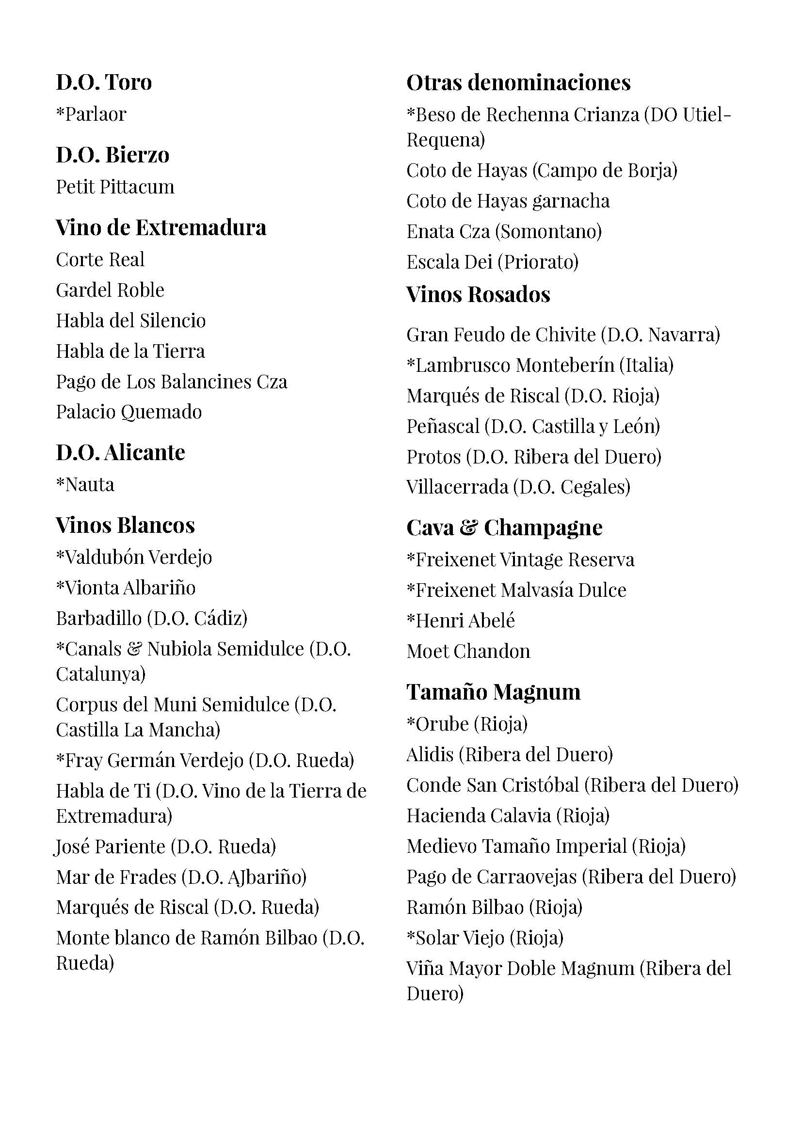 Carta de vinos 2