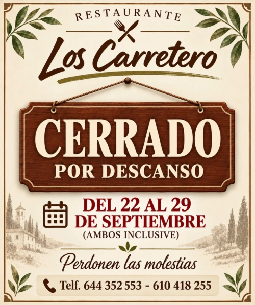 Cerrado por descanso del 22 al 29 de septiembre de 2026